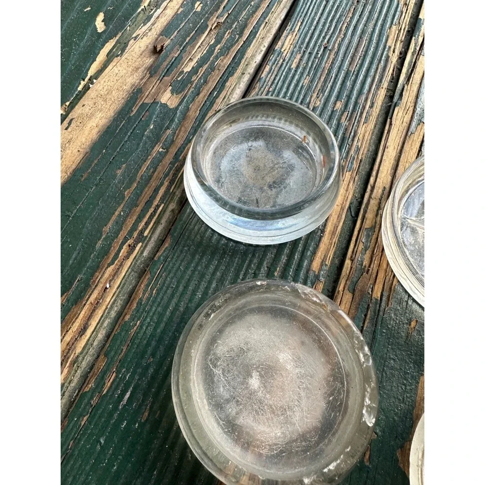 Vintage Hazel Atlas Glass Furniture Coasters Set‎ of 8 Starburst Clear Glass